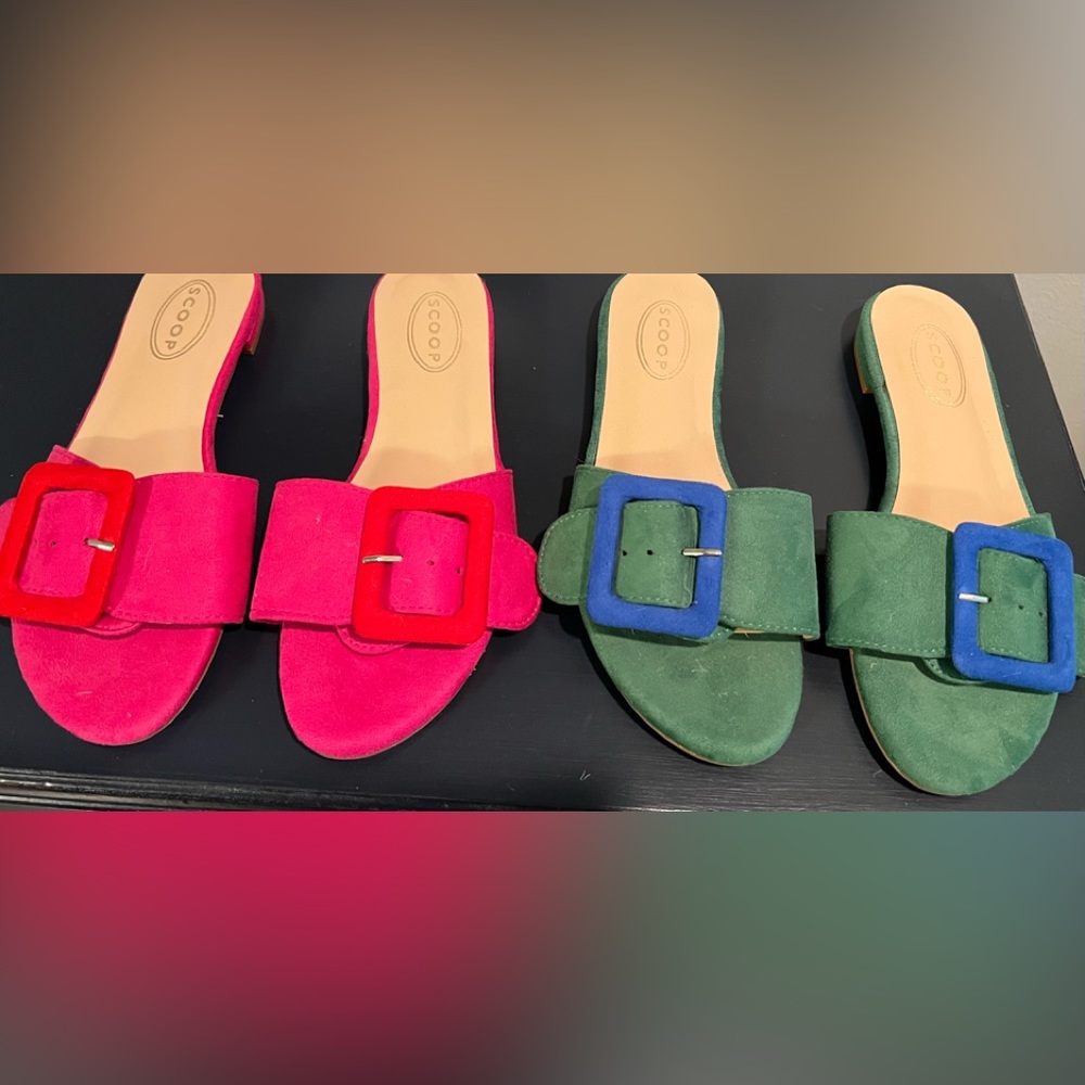 Color Block Flat Slides/Sandals